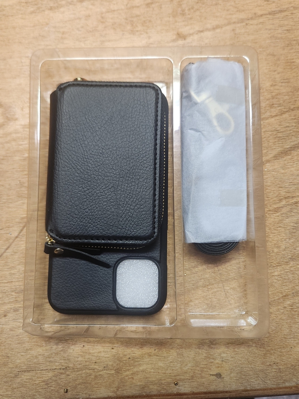 IPhone 16 Black Wallet Phone Case with Zipper Card Holder -